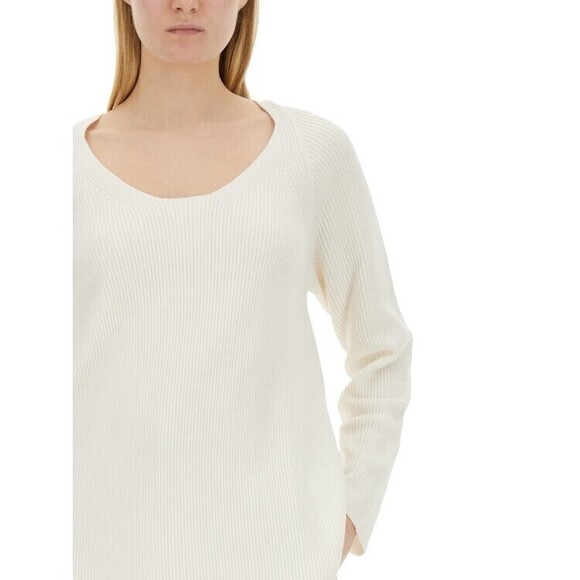 Fabiana Filippi V-Neck Sweater With Ribbed Texture And Side Slits - NWT